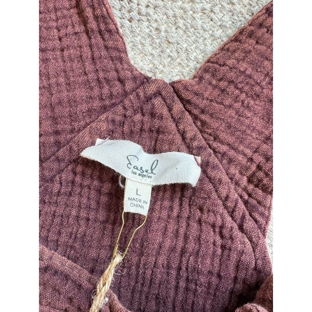 easel Burgundy Wide-Leg Jumpsuit Romper - Picture 5 of 9